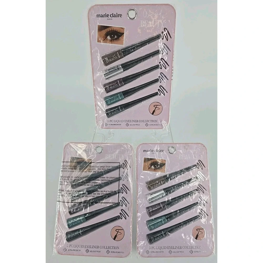 3 Lot Liquid Eyeliner Collection Set ByMarie Claire‎ Paris - Winged Beauty 5 Pcs